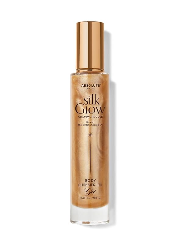 Bruma facial e corporal com brilho Absolute New York Silk Glow, óleo em gel Champagne Gold, SBGS05, 100 mL
