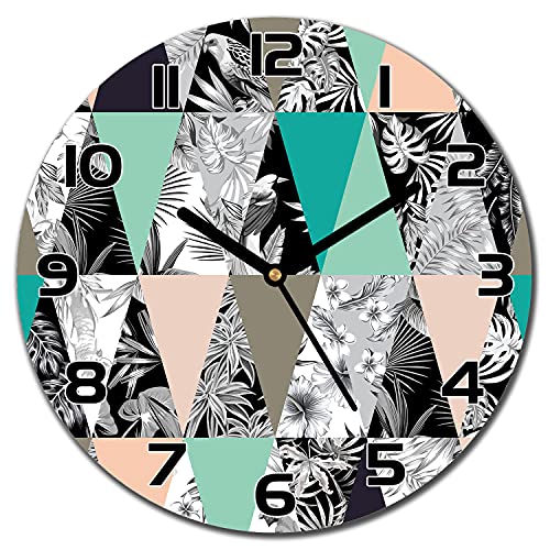Horloge en verre de cuisine moderne 30cm avec impression Patchwork