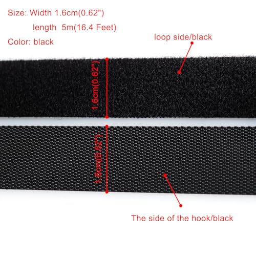 Image of Extremely Thin and Soft Strong Mini Clothes Hook and Loop Fasteners Sewing Type Back Without Adhesive Tiny Clothing Accessories DIY Handmade Materials (Black, 0.62 inch /16mm)