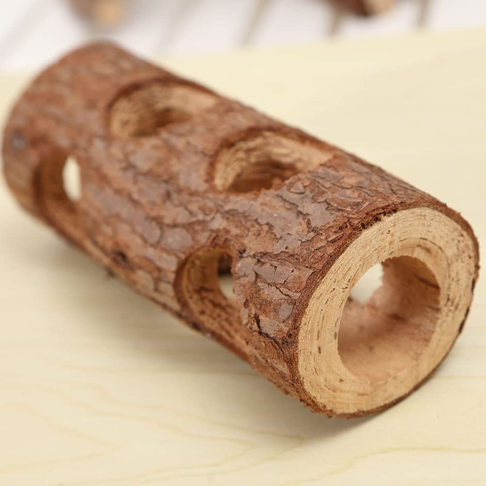 Juguete for hámster (2 Unidades), túneles de Madera Natural, Resistentes a Las mordeduras, for escondite, Molar, 15 cm,Juguetes para hámster(15cm)