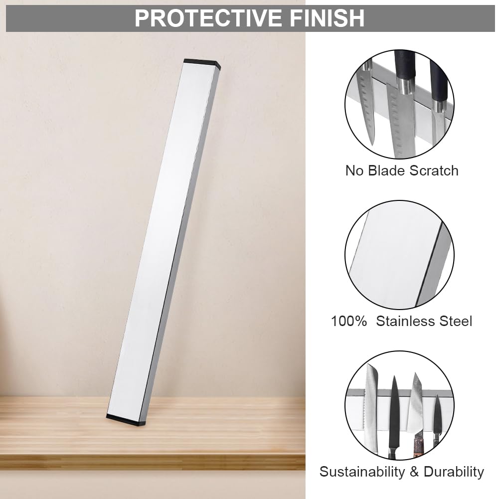 Portacoltelli Magnetico 30 Cm Acciaio Inox - Extra Forte, Senza Forare, Per Cucina - Foto 7