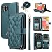 ELISORLI Wallet Case for Samsung Galaxy A22 4G 6.4 inch with Detachable Wrist Strap,Shoulder Strap,9+ Card Slots Zipper Purse,Luxury PU Leather Phone Cover for M32 M22 F22 A 22 22A G4 Girls Green