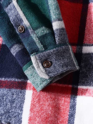 Image of ZAFUL Unisex Plaid Flannel Shirt Jacket Button Down Long Sleeve Pocket Coat Outwear | Mens Fall Clothes Lightweight Long Sleeve Button Down Flap Pocket Jacket Tops for Fall&Winter 2026