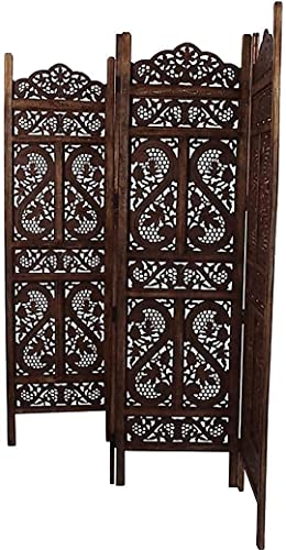Image of Wooden Partition for Living Room,Divide Wall Room Divider Screen Separator, Wall Panel Divider for Hall | Bedroom |Office | Puja Room | Restaurant S Design 3 Panel with Stand
