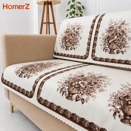 Image of Homerz Premium 'Luxe Series' Holland Velvet Sofa Cover | Smooth Finish | Anti-Skid Fleece Backing | Soft Touch Couch Protector for Living Room (Rust, 2 Seater, Seat Cover with Backrest)