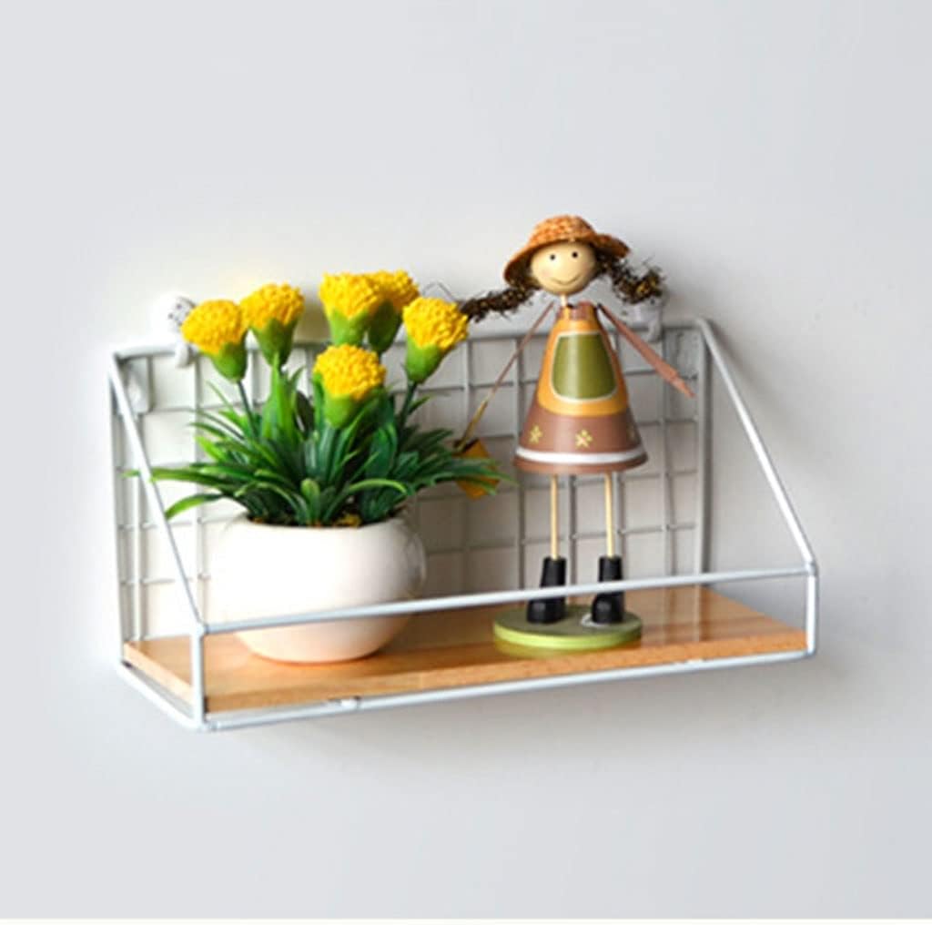 JSEIAJB Wooden&Iron Wall Shelf Organizer Holder Kitchen Supplies Hanging Storage Cabinet Organizer For Home/Bathroom(Onecolor)