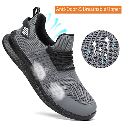 Image of Steel Toe Shoes for Men and Women Comfortable Lightweight Work Safety Shoes Puncture Proof Slip Resistant Indestructible Sneakers Construction Work Utility
