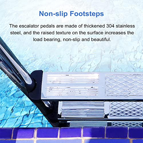 Escalera plegable de acero inoxidable para piscina 3 peldaños miniatura 5