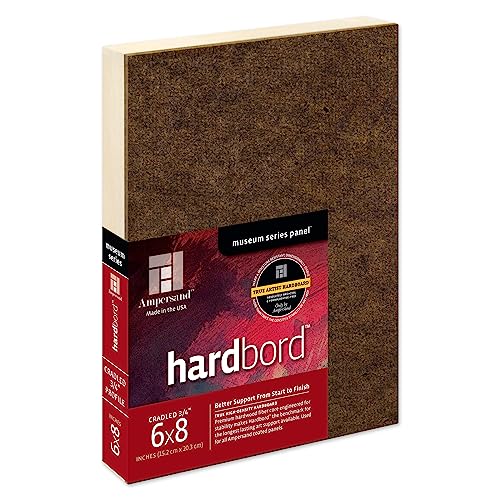 Image of Ampersand Art Supply Hardboard Wood Painting Panel: Museum Series Hardbord, 6 inch x 8 inch, 3 /4 Inch Cradled Profile