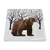 Paperproducts Design New Bone China Small Square Plate Featuring The Distinctive Winter Bear Design, 5.75 x 5.75