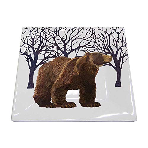Paperproducts Design New Bone China Small Square Plate Featuring The Distinctive Winter Bear Design, 5.75 x 5.75