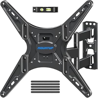 MOUNTUP TV Wall Mount Full Motion Tilting TV Mount Bracket for Most 26-55 Inch Flat Curved TVs with Swivels Articulating Arms Max VESA 400X400mm and 88lbs Fits Single Stud MU0014