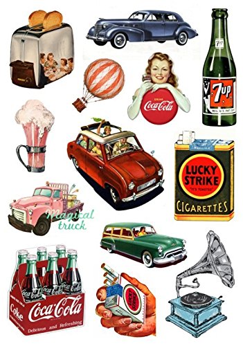 Amazon おしゃれ レトロ モダン ヴィンテージ アメリカン 風 防水 ステッカー 2枚組 スーツ ギター ケース 等に 星型夜光ステッカー セット シール ステッカー おもちゃ