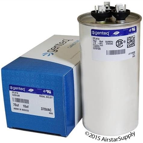 100335-22 - 70 + 10 uf MFD 370 Volt VAC - Lennox Round Dual Run Capacitor Upgrade | Round Dual Run