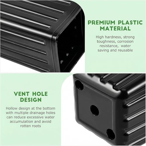 Image of DOITOOL 50Pcs Plastic Deep Plant Nursery Pots, 11.2 inch Tall Tree Pot Black Seedling Treepots Flower Plant Container with Drainage Holes for Indoor Outdoor Gardening (11.2 inch H X 3 inch W)