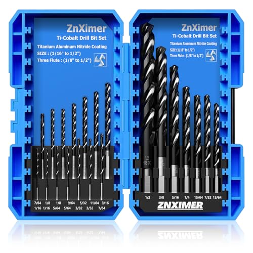 Triple Spiral Flute Cobalt Drill Bit Set (Pro - TiAlN Coated), Metal Drill Bit Set