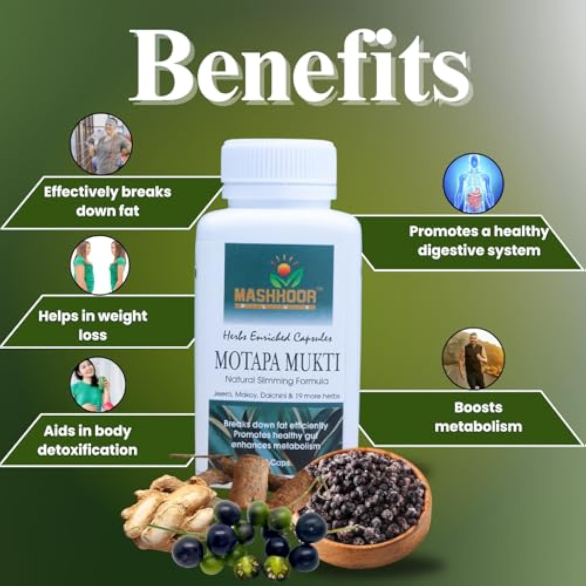 MASHHOOR PLUS Motapa Mukti Capsule, 90 Caps