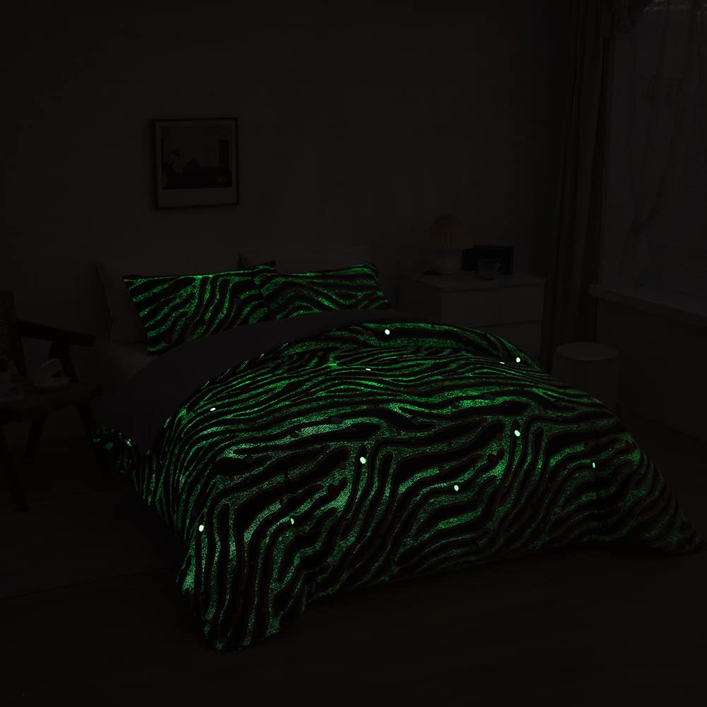 Loussiesd Leopard Glow in The Dark Duvet Cover for Girls Boys King Colorful Polka Dots Bedding Set Ultra Soft Outer Space Universe Planets Comforter Cover Set Kids Bedroom Glow - Image 3
