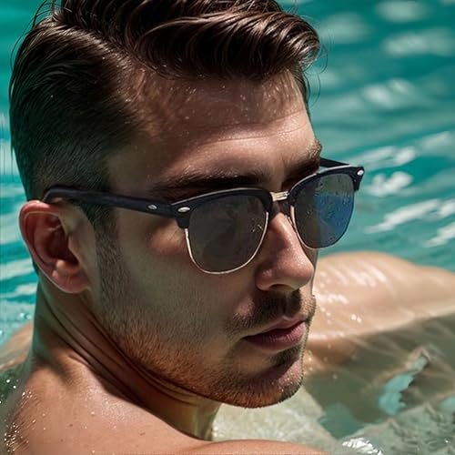 Polarized Sunglasses for Men Women Semi-Rimless Frame Classic Sunglasses Driving Fishing Glof Sun Glasses 3 Pack2