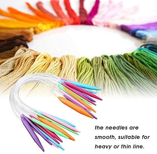 12pcs Circular Needles, Multicolor Plastic Knitting Needles, 40cm Circular Tube Sweater Knitting Needles Set 12 Sizes: 3.5mm - 12mm
