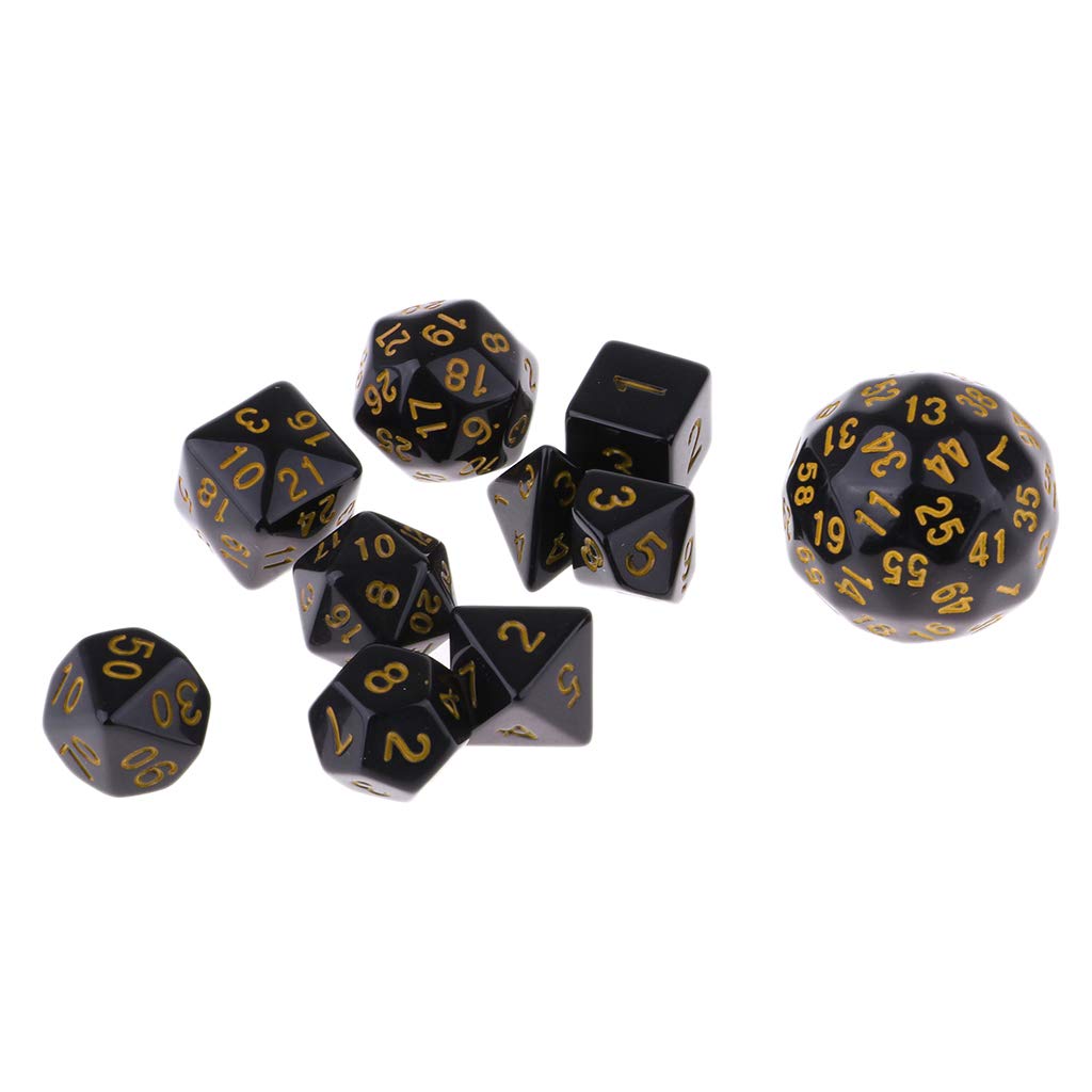 Lot de 10 dés polyédriques en acrylique - Jaune