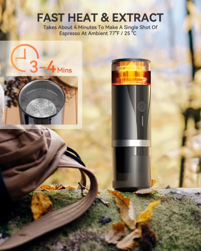 Outin Mini máquina de café espresso portátil con autocalentamiento de 3 a 4 minutos, 20 bar, pequeña cafetera automática… - Imagen 4