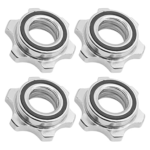 DUZFOREI 25mm Standard Barbell Spin-Lock Collars Screw Clamps Hex Nut Anti-Slip Collars Dumbell Weight Lifting, Pack of 4 (A) Cover