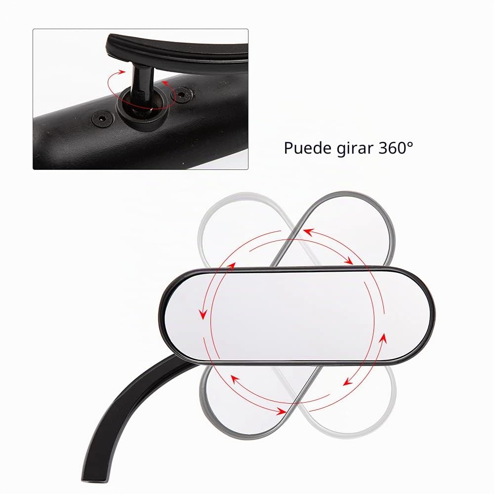 Espejo retrovisor ovalado para motocicleta con tornillos de 8 mm y 10 mm, color negro, retro, para Touring Cafe Racer, Roller Cruiser Sportster XL883 1200 48 72