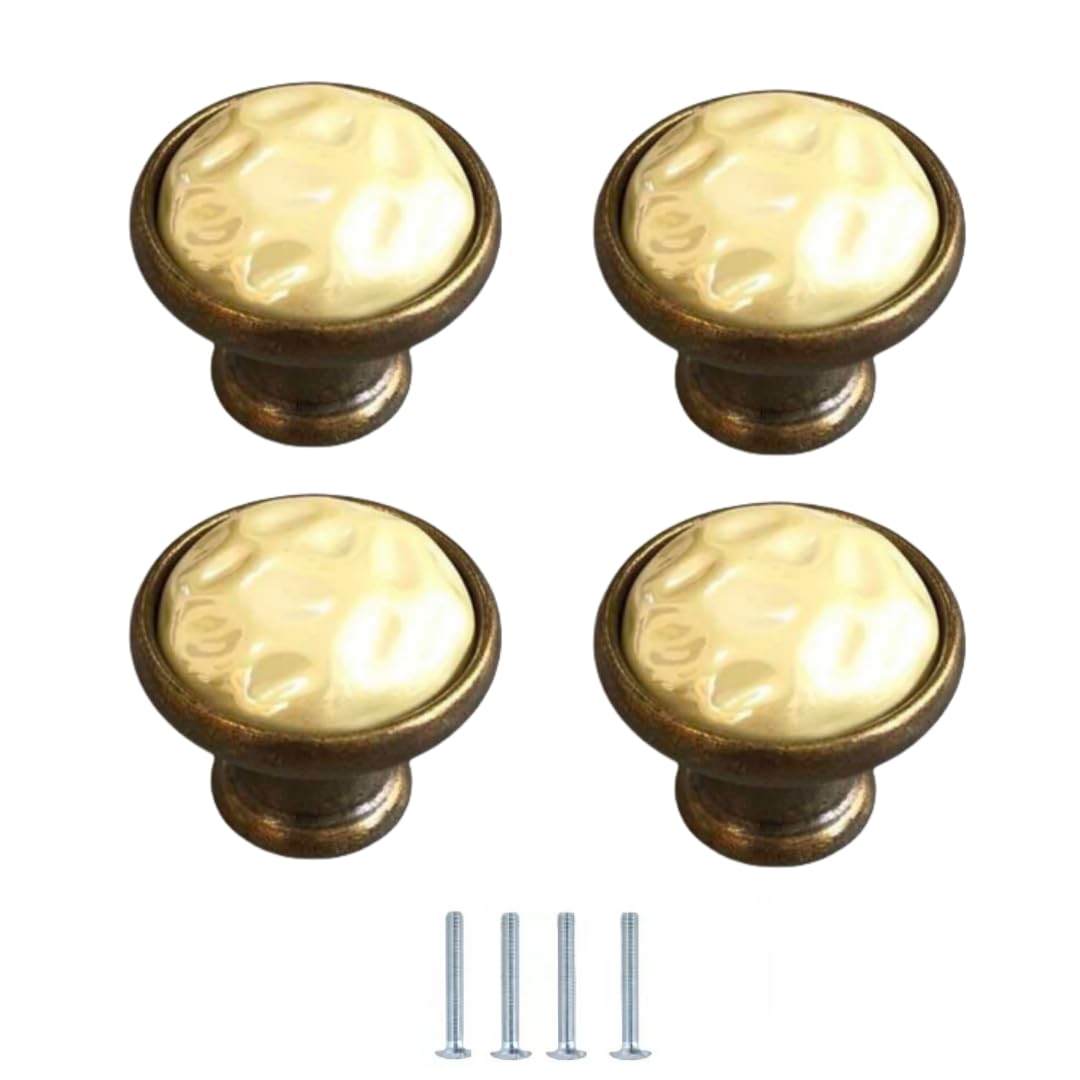 Lqzaxsrdr Yellow Ceramic Cupboard Drawer Handle Knobs, Ceramic Door Knobs 4 Pcs 35Mm Multicolor Cabinet Drawer Handles(Yellow)