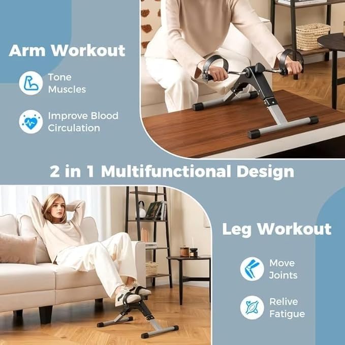 Image of RK Prime Mini Cycle Pedal Exerciser - Under Desk Bike for Home & Office | Adjustable Resistance, LCD Display | Arm & Leg Workout | Non-Slip, Portable | Physiotherapy & Seniors