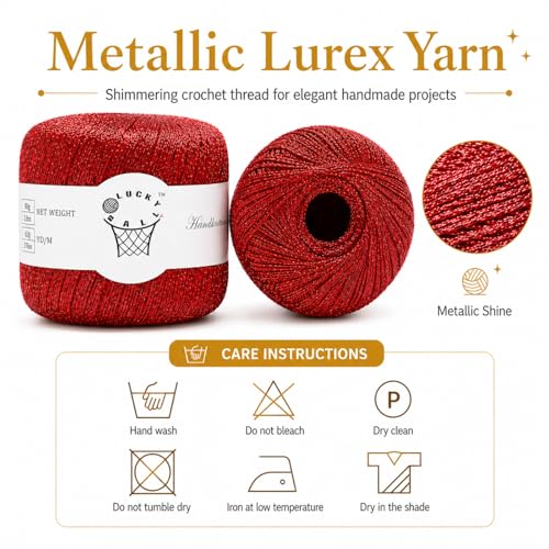 Image of 80g Sparkle Silver Lurex Thread Shining Yarn, Metallic Crochet Thread Yarn for Crocheting, Sparkle Metallic for Knitting Clothes, Car Charm, Keychain Charm(Red)