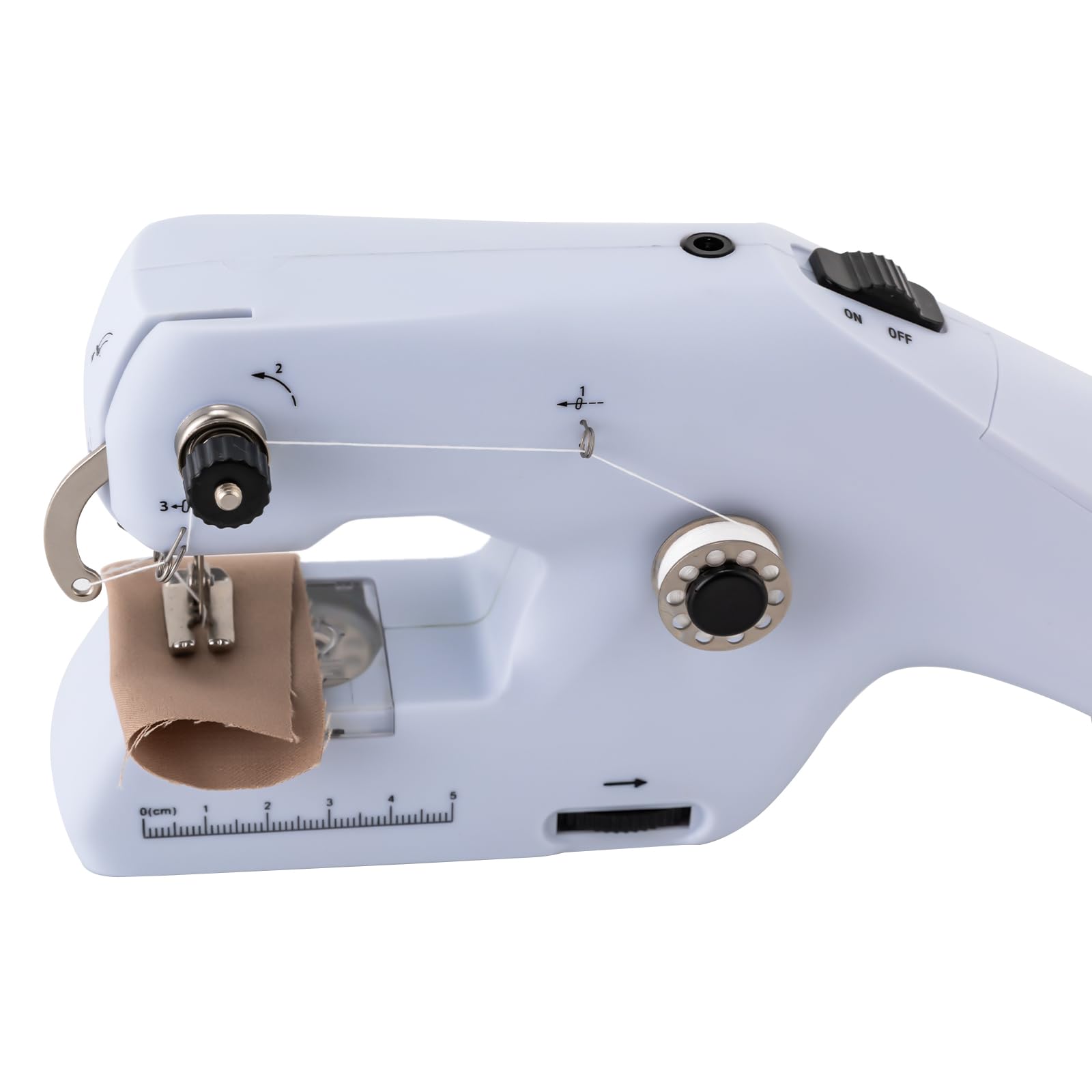 Mini macchina da cucire a mano per tessuti spessi, macchina da cucire elettrica portatile da viaggio per vestiti, tende in tessuto, fai da te e viaggi (bianco)
