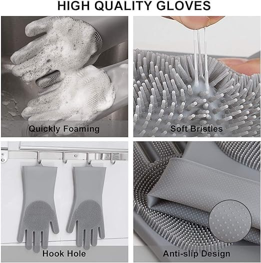 MECHDEL ·MECHDEL Gloves for Washing Dishes/Hand Gloves for Kitchen/Kitchen Gloves for Dishwashing/Dish Washing for Women/Cleaning/Rubber Scotch/Home Essentials Products/Silicone/cooking/Bathroom (Multicolor)| Made in India 8