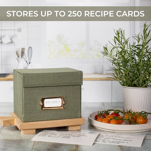 ZICOTO Belle boîte à recettes en lin – Convient aux cartes de recettes de 10,2 x 15,2 cm pour organiser jusqu'à 250 recettes – Porte-cartes robuste et excellent cadeau pour toute cuisine – Cartes non – vue 4