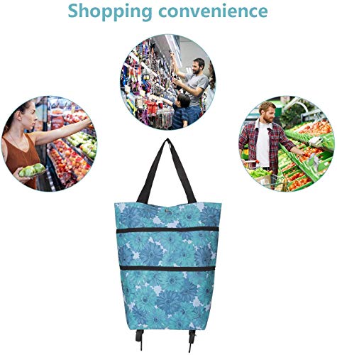 Faltbarer Einkaufstrolley mit Rädern, wiederverwendbare Einkaufstasche, Einkaufstasche, faltbare Tragetasche, Schulter… – Bild 6