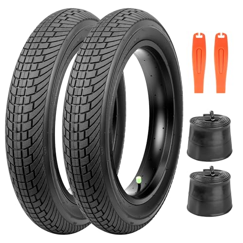 MAKELEN Pneus de bicicleta elétrica 20 x 4,0 premium para todos os terrenos com padrão de bloco de piso, alta aderência e dispersão de água para bicicletas MTB/E-Bike/Fat Tire (preto (2 pneus e 2