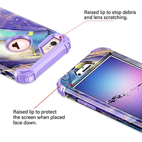 Rancase Compatible With Iphone 6S Case,Iphone 6 Case,Three Layer Heavy Duty Shockproof Protection Hard Plastic Bumper +Soft Silicone Rubber Protective Case For Apple Iphone 6/6S,Purple #TOP3