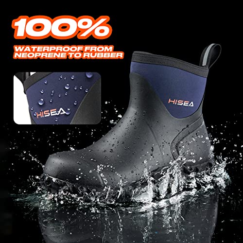 Image of HISEA Men's Rubber Rain Boots Waterproof Ankle Neoprene Garden Shoes