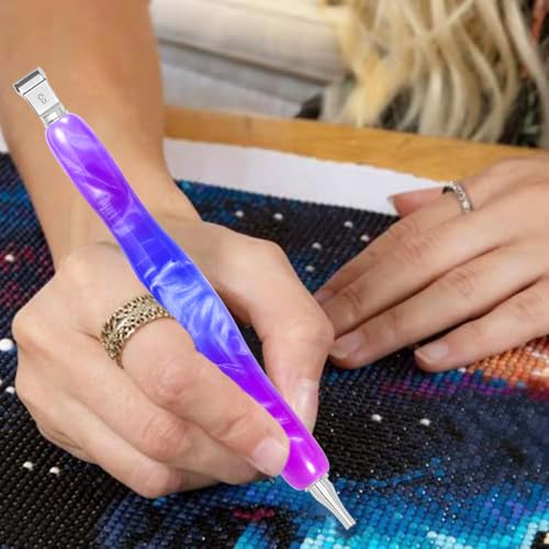Image of Praise V Do Diamond Painting Art Drill Bead Dot Pick Pen Kit with Screw Stainless Steel Metal Tips Nibs Placers Roller Tool Accessories Ergonomic Stylus for 5D Diamond Paint Nail Art Purple Blue