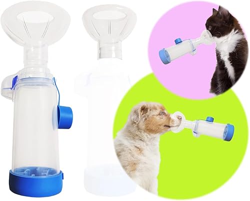 Miniatura 2 de QMARK Espaciador inhalador con 2 máscaras para mascotas, gatos y perros pequeños, espaciador inhalador para MDI, con máscara de silicona de forma