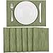 SHACOS Placemats Set of 6 Woven Vinyl Place Mats for Dining Table Wipe Clean Non Slip Christmas Table Mats (6, Olive Green)