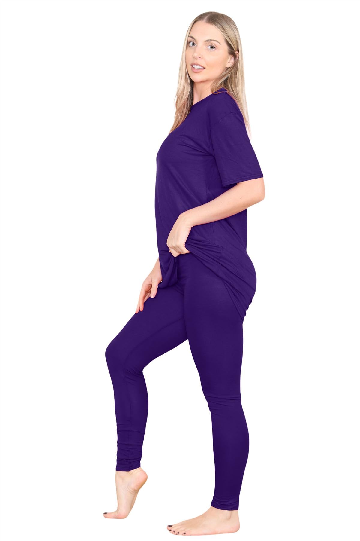 Set di leggings da donna in tinta unita, oversize Viola Medium