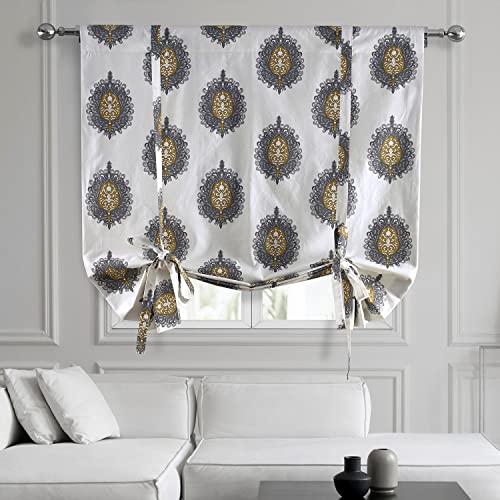 Image of HPD Half Price Drapes Room Darkening Tie Up Curtains 46 X 63 Inch Mayan Printed Cotton Window Roll Up Balloon Curtain for Living Room, Kitchen PRTW-TUD02A-63 (1 Panel), Mayan Gold