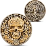 Memento Mori Coin - Memento Vivere Challenge Coin Embrace Life & Remember Mortality - Motivational Coin with Skull and Tree of Life Design(Single Coin)