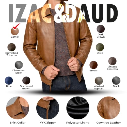 Image of Isaac & David Chicago Men's New Black /Brown Lambskin Leather Classic Open Bottom Jacket Motorcycle Vintage Racing Jacket