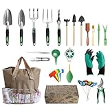 VELOZEST Juego de Herramientas de Jardín 30 Piezas con Bolsa de Almacenamiento, Kit de Jardinería de Acero...