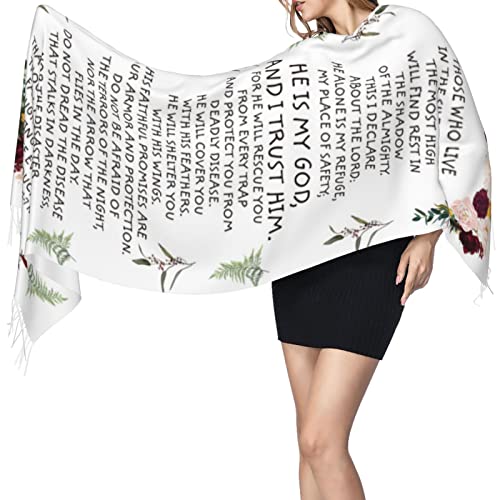 Psalm 23 Travel Scarf The Lord Is My Shepherd 23rd Psalm Floral Cashmere Pashmina Shawl Inspirational Bible Verse Scripture3