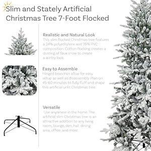 Sunnydazestatelyandslimartificialchristmastreeunlitindooruseonlyincludesstandflockeddesign7ft Urban Country Home Decor Sunnydaze stately and slim artificial christmas tree unlit indoor use only includes stand flocked design 7 ft urban country home decor