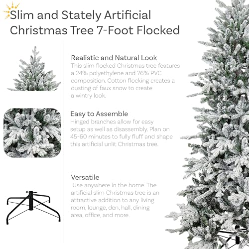 Sunnydazestatelyandslimartificialchristmastreeunlitindooruseonlyincludesstandflockeddesign7ft Urban Country Home Decor Sunnydaze stately and slim artificial christmas tree unlit indoor use only includes stand flocked design 7 ft urban country home decor