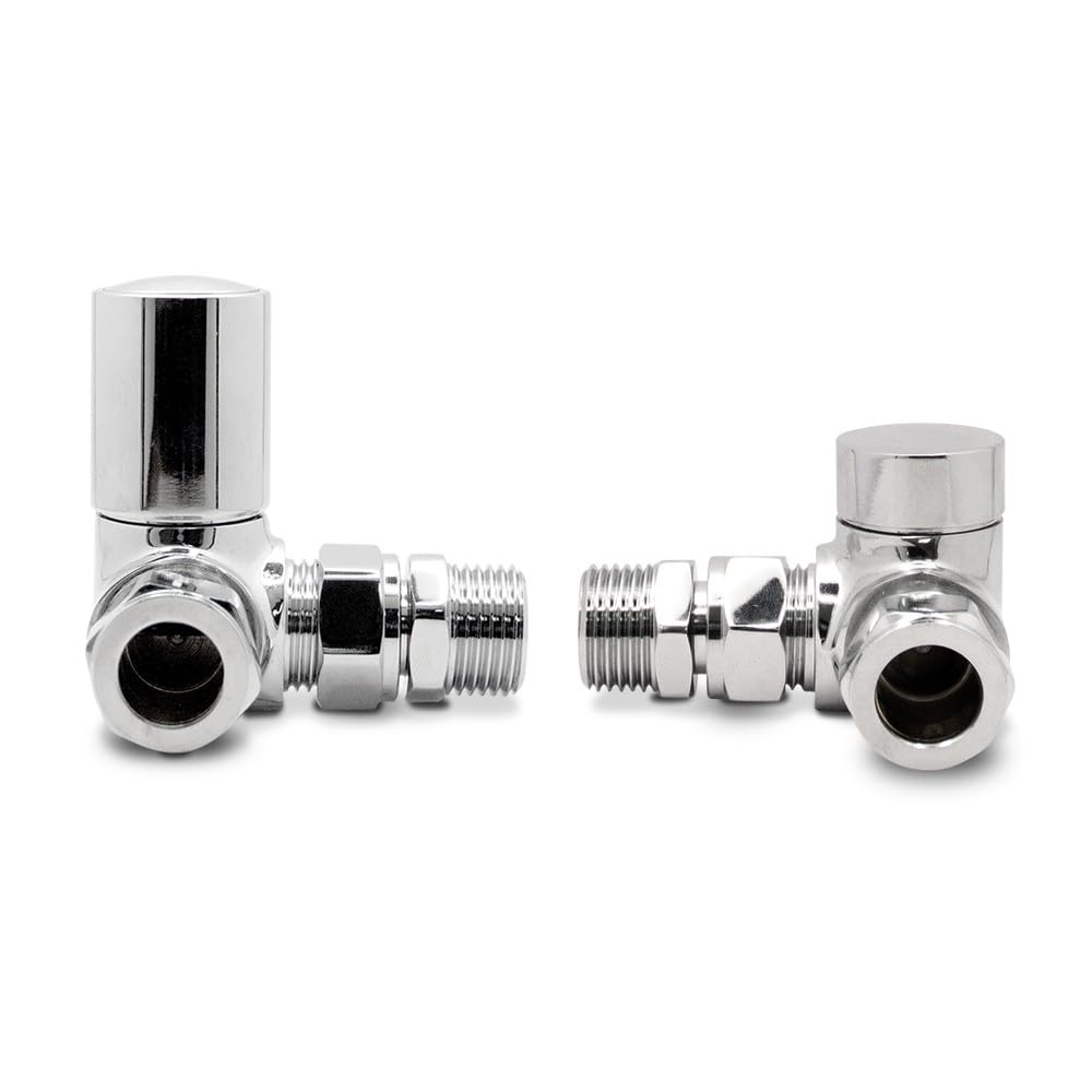 Valve Kings Chrome Corner Manual Single Heat Radiator Towel Rail Valves